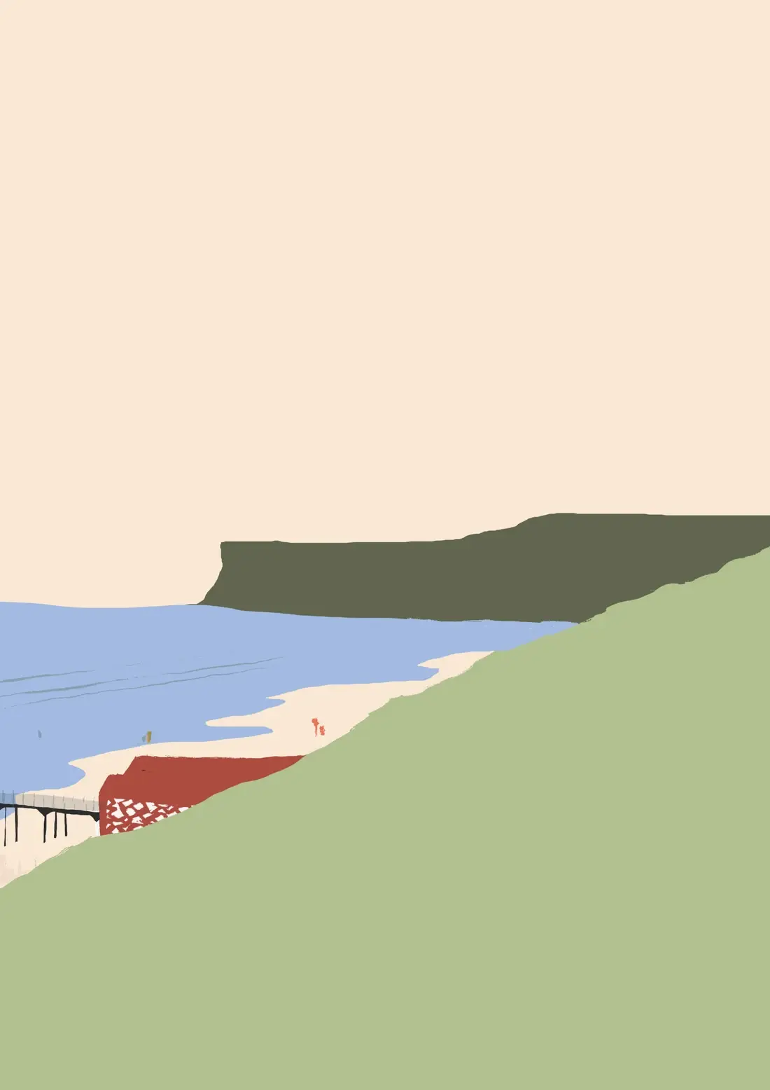 Huntcliff — Looking back at the town from the green bank.